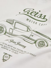 Reiss White/Green Russell 13-14 yrs Cotton Motor Cars-Print T-Shirt - Image 4 of 4