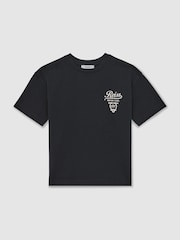 Reiss Washed Blue/White Russell 13-14 yrs Cotton Motor Cars-Print T-Shirt - Image 1 of 4