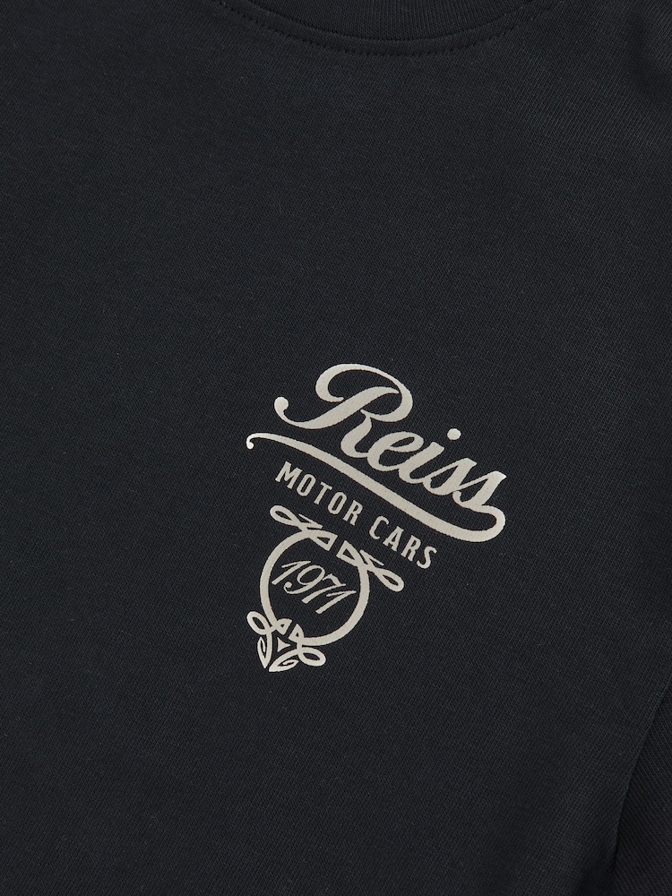 Reiss Washed Blue/White Russell 13-14 yrs Cotton Motor Cars-Print T-Shirt - Image 4 of 4