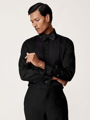 Reiss Black Marcel Regular Fit Cotton Double-Cuff Dinner Shirt Regular-Fit - Image 1 of 8