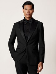 Reiss Black Marcel Regular Fit Cotton Double-Cuff Dinner Shirt Regular-Fit - Image 7 of 8