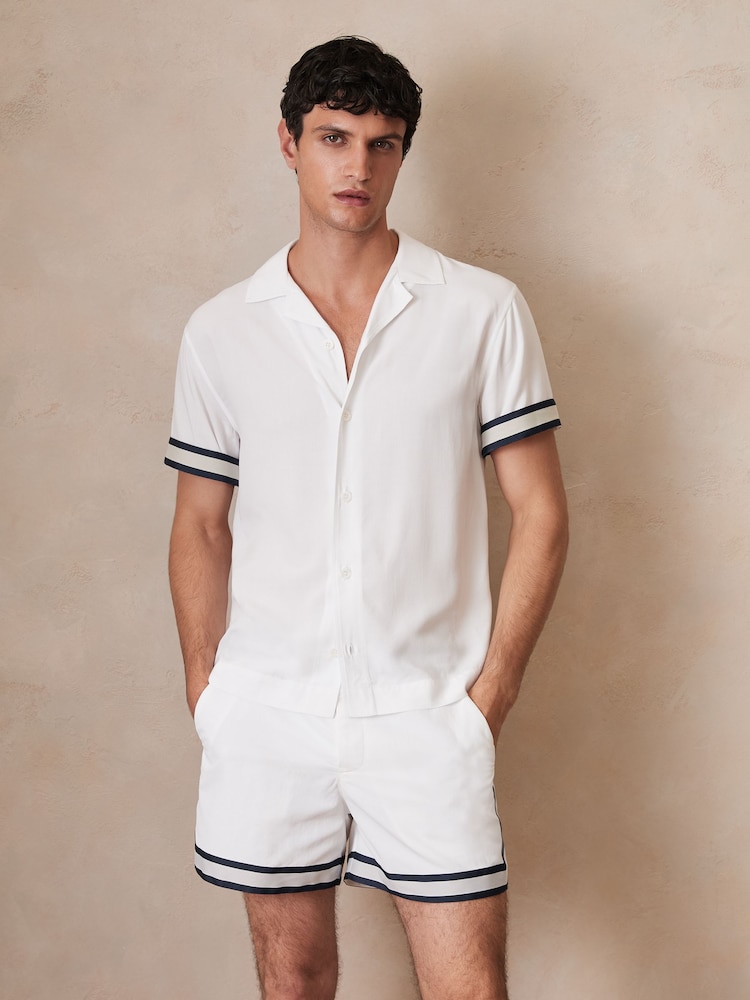 Blanco - Reiss Valbonne Reiss | Ché Stripe-Cuff Shirt - Imagen 1 de 6