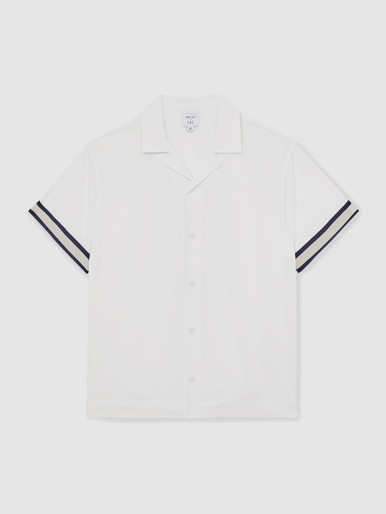 Blanco - Reiss Valbonne Reiss | Ché Stripe-Cuff Shirt - Imagen 2 de 6