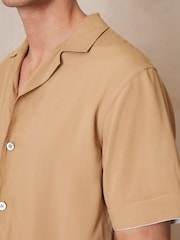 Reiss Camel Valbonne Reiss | Ché Stripe-Cuff Shirt - Image 3 of 8