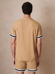 Reiss Camel Valbonne Reiss | Ché Stripe-Cuff Shirt - Image 6 of 8