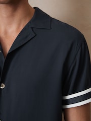 Azul marino - Reiss Valbonne Reiss | Ché Stripe-Cuff Shirt - Imagen 4 de 7