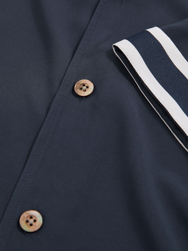 Azul marino - Reiss Valbonne Reiss | Ché Stripe-Cuff Shirt - Imagen 7 de 7