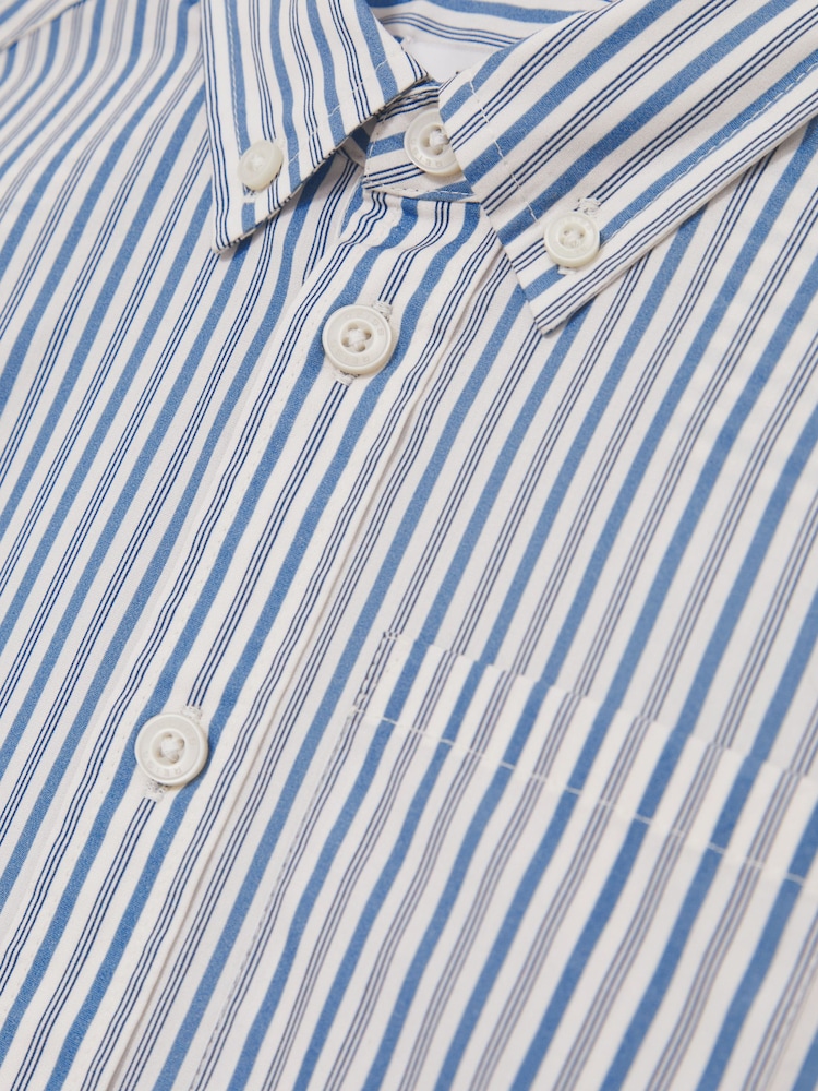 Reiss Blue/White Aplin 13-14 yrs Cotton-Poplin Striped Oversize Shirt - Image 4 of 4