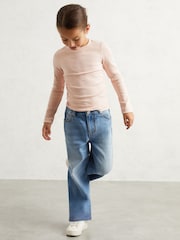 Reiss Pale Pink Trina 9-13 yrs Cotton Ruched Long-Sleeve T-Shirt with Stretch - Image 1 of 4