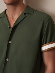 Reiss Pine Green Valbonne Reiss | Ché Stripe-Cuff Shirt - Image 4 of 7