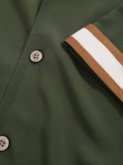 Reiss Pine Green Valbonne Reiss | Ché Stripe-Cuff Shirt - Image 7 of 7
