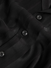 Reiss Black Melba Jacquard Stripe Cuban Collar Shirt - Image 7 of 7