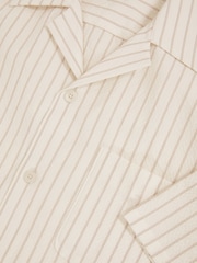 Reiss White/Taupe Brown Easton Cotton-Blend Seersucker Stripe Shirt - Image 6 of 6