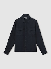 Reiss Navy Eze Linen Twin-Pocket Overshirt - Image 2 of 7