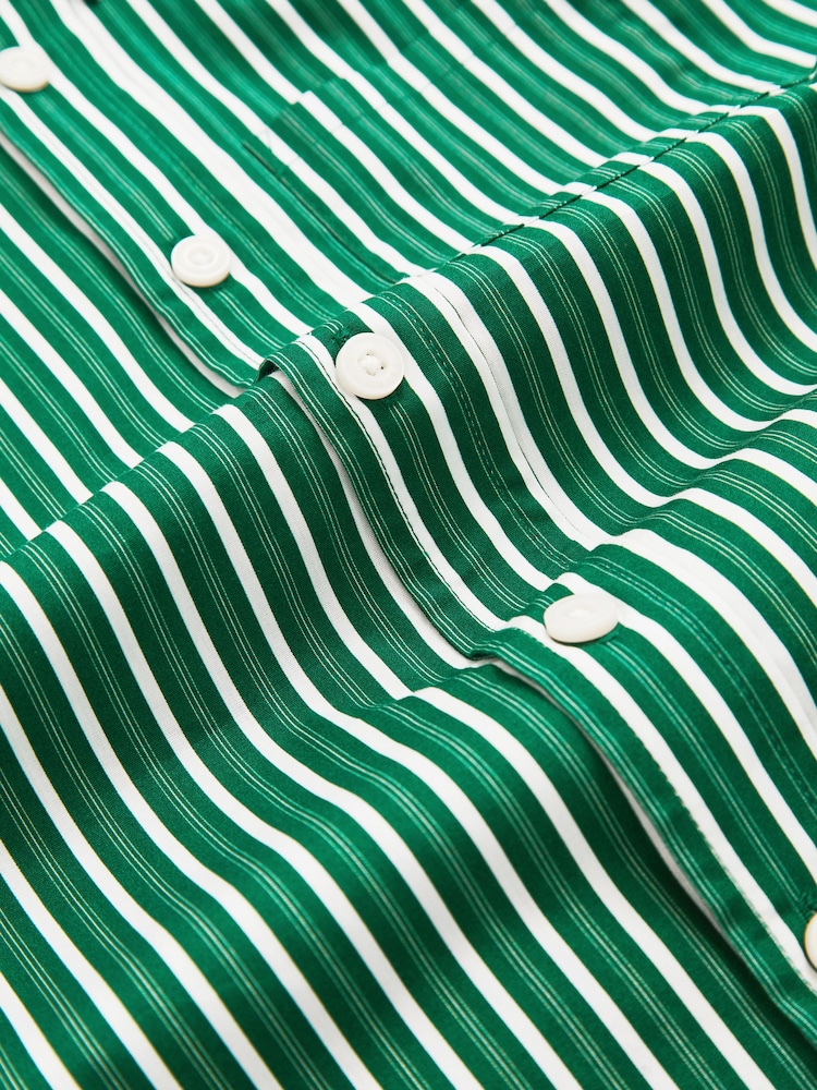 Reiss Green/White Aplin Oversize Cotton Poplin Striped Shirt - Image 4 of 4