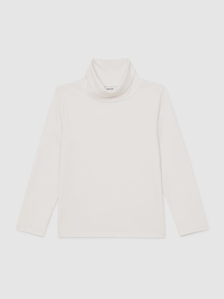 Reiss Ivory Carey 3-9 yrs Cotton-Jersey Roll-Neck Top with Stretch - Image 2 of 4 Reiss Ivory Carey 3-9 yrs Cotton-Jersey Roll-Neck Top with Stretch - Image 2 of 4