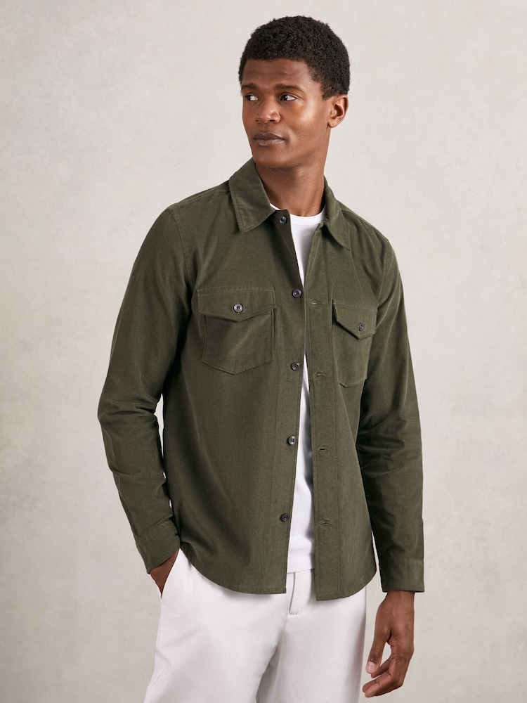 Reiss Khaki Green Kai Shirt - Image 1 of 7 Reiss Khaki Green Kai Shirt - Image 1 of 7