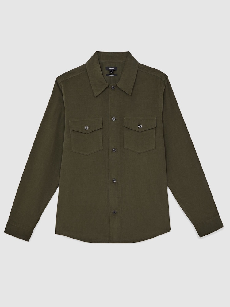 Reiss Khaki Green Kai Shirt - Image 2 of 7 Reiss Khaki Green Kai Shirt - Image 2 of 7