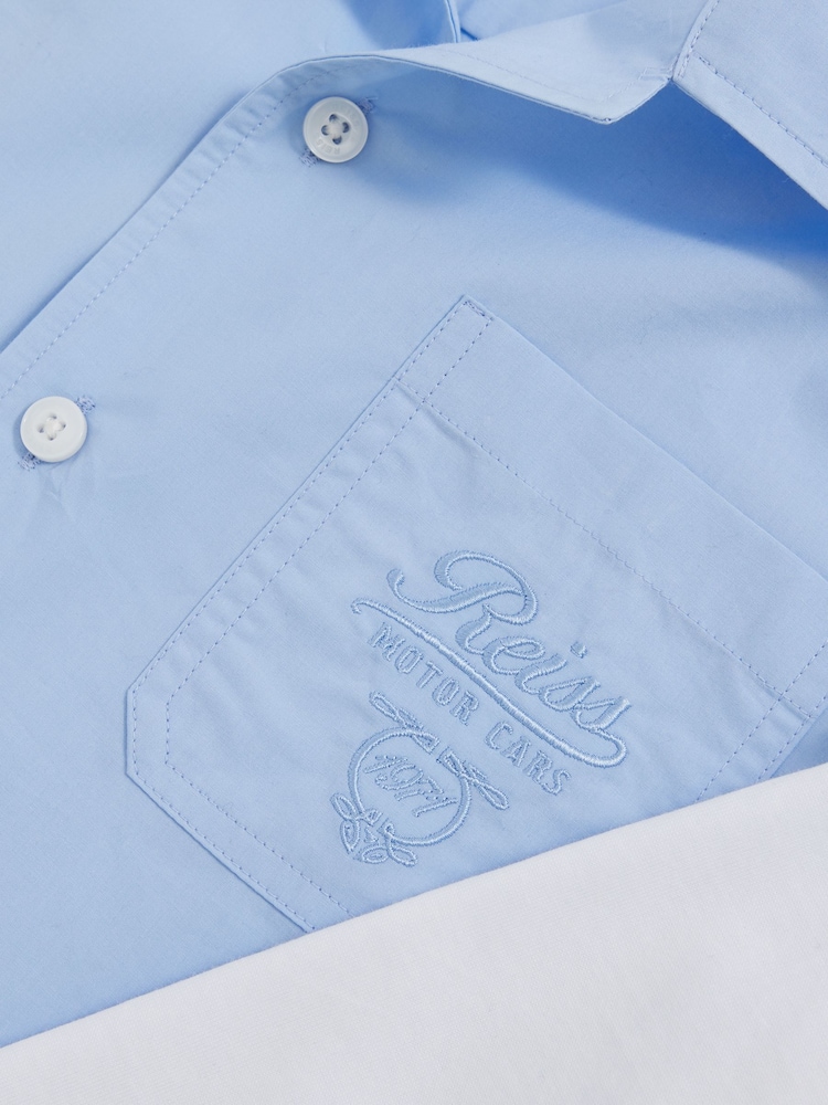 Reiss Blue/White Grayson 13-14 yrs Cotton Motor Cars Dual-Sleeve Shirt - Image 4 of 4 Reiss Blue/White Grayson 13-14 yrs Cotton Motor Cars Dual-Sleeve Shirt - Image 4 of 4