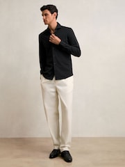 Reiss Black Charge Stretch Jersey Cutaway-Collar Shirt - Image 3 of 6