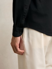 Reiss Black Charge Stretch Jersey Cutaway-Collar Shirt - Image 4 of 6