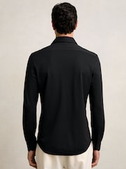 Reiss Black Charge Stretch Jersey Cutaway-Collar Shirt - Image 5 of 6
