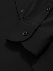 Reiss Black Charge Stretch Jersey Cutaway-Collar Shirt - Image 6 of 6