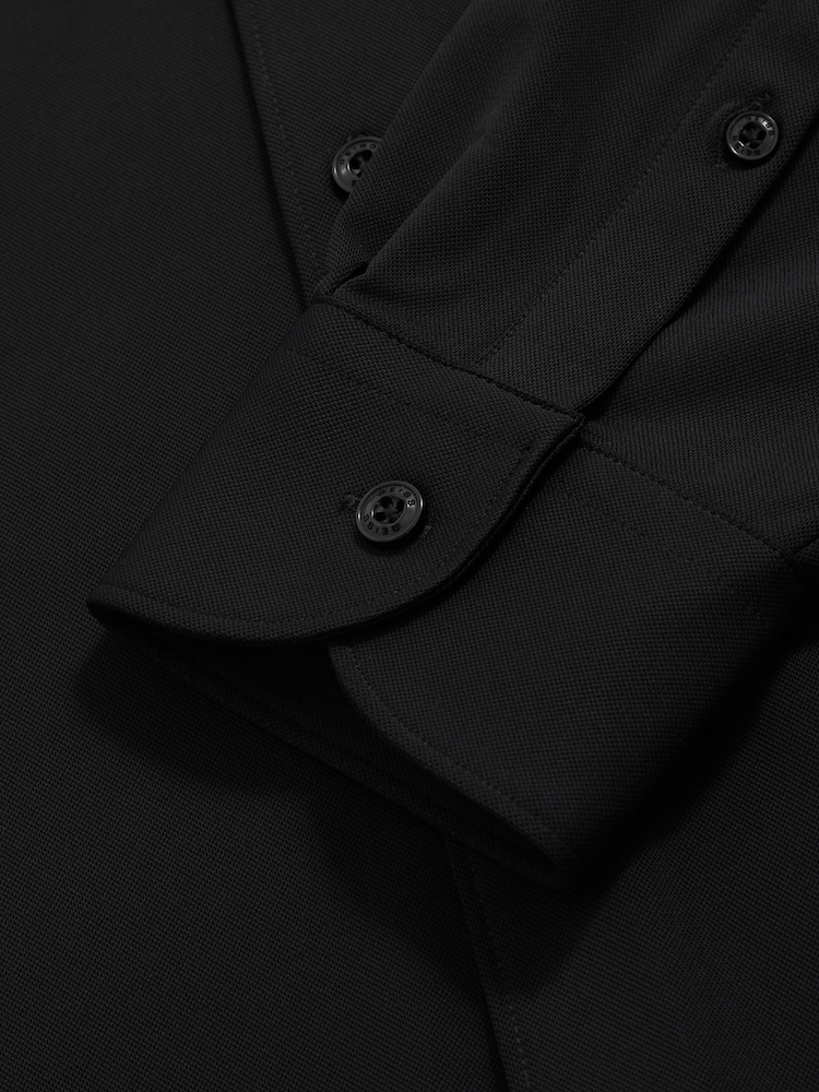 Reiss Black Charge Stretch Jersey Cutaway-Collar Shirt - Image 6 of 6