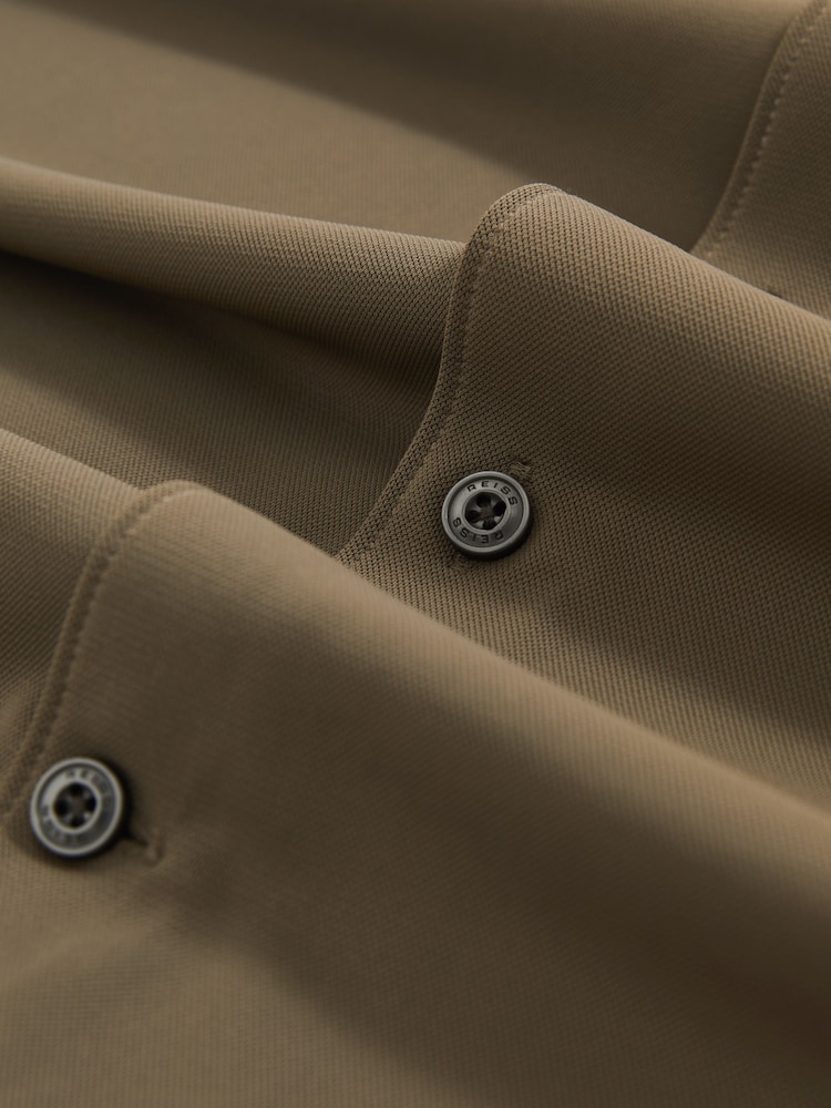 Reiss Olive Green Charge Stretch Jersey Cutaway-Collar Shirt - Image 7 of 7