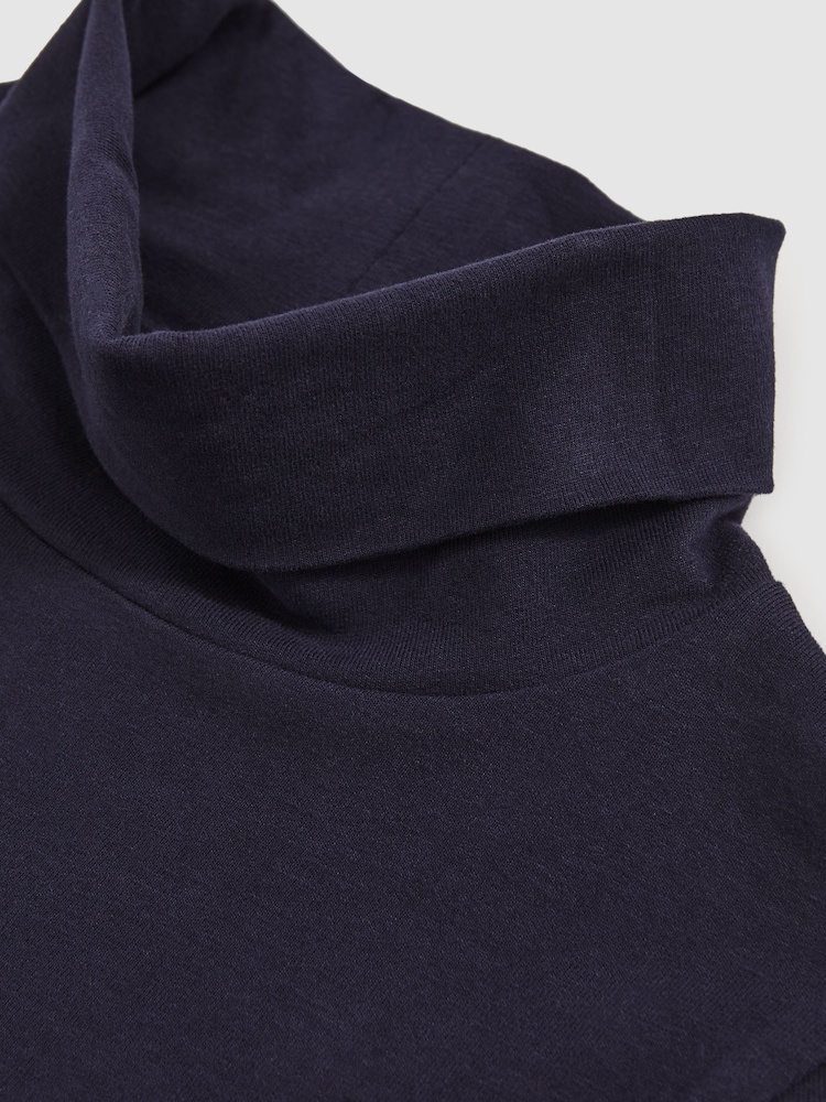 Reiss Navy Carey 3-9 yrs Cotton-Jersey Roll-Neck Top with Stretch - Image 4 of 4 Reiss Navy Carey 3-9 yrs Cotton-Jersey Roll-Neck Top with Stretch - Image 4 of 4