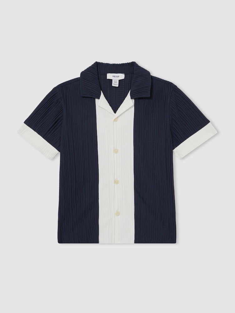 Reiss Armen Plissé Colour-Block Shirt - Imagen 1 de 4