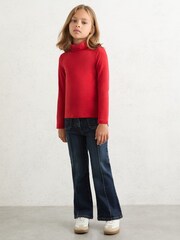 Reiss Red Carey 3-9 yrs Cotton-Jersey Roll-Neck Top with Stretch - Image 1 of 4