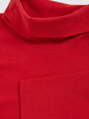 Reiss Red Carey 3-9 yrs Cotton-Jersey Roll-Neck Top with Stretch - Image 4 of 4