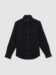 Reiss Navy Camber Moleskin-Cotton Twin-Pocket Overshirt - Image 2 of 8