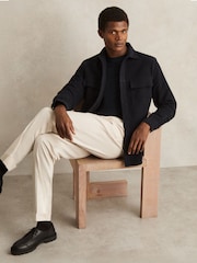 Reiss Navy Camber Moleskin-Cotton Twin-Pocket Overshirt - Image 3 of 8