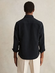 Reiss Navy Camber Moleskin-Cotton Twin-Pocket Overshirt - Image 6 of 8