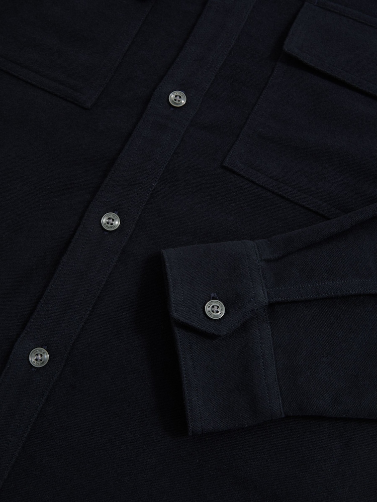 Reiss Navy Camber Moleskin-Cotton Twin-Pocket Overshirt - Image 8 of 8