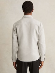 Reiss Soft Grey Melange Camber Moleskin-Cotton Twin-Pocket Overshirt - Image 5 of 7