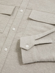 Reiss Soft Grey Melange Camber Moleskin-Cotton Twin-Pocket Overshirt - Image 7 of 7