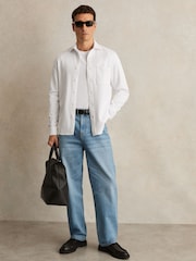 Reiss White Kappo Cotton-Twill Cutaway-Collar Overshirt - Image 1 of 7