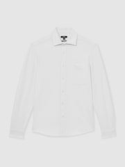 Reiss White Kappo Cotton-Twill Cutaway-Collar Overshirt - Image 2 of 7
