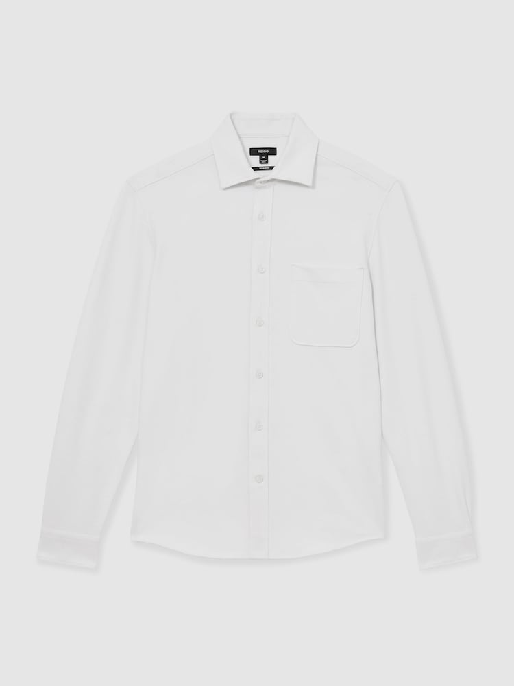Reiss White Kappo Cotton-Twill Cutaway-Collar Overshirt - Image 2 of 7