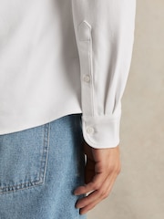 Reiss White Kappo Cotton-Twill Cutaway-Collar Overshirt - Image 4 of 7