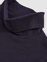 Reiss Navy Carey 9-13 yrs Cotton-Jersey Roll-Neck Top with Stretch - Image 4 of 4