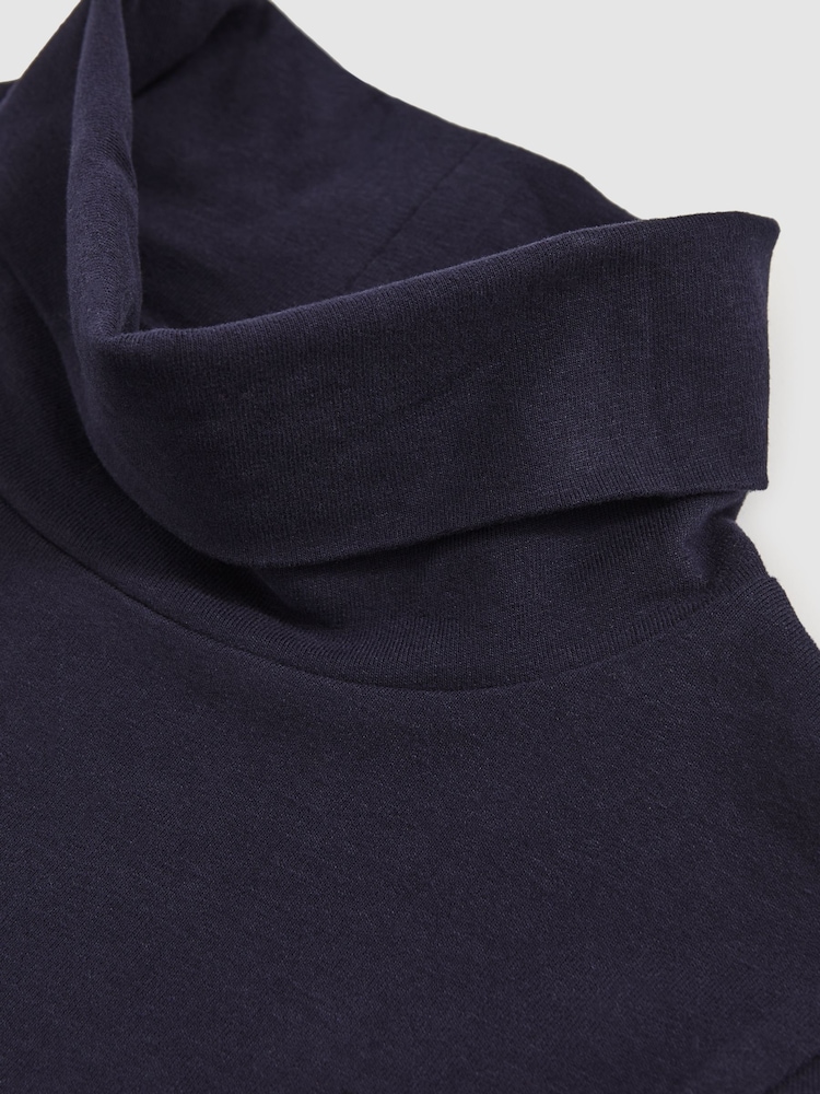 Reiss Navy Carey 9-13 yrs Cotton-Jersey Roll-Neck Top with Stretch - Image 4 of 4 Reiss Navy Carey 9-13 yrs Cotton-Jersey Roll-Neck Top with Stretch - Image 4 of 4