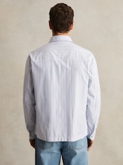 Reiss White/Soft Blue Palina Cotton Stripe Zip-Through Shirt - Image 5 of 7