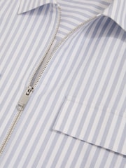 Reiss White/Soft Blue Palina Cotton Stripe Zip-Through Shirt - Image 7 of 7