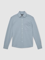 Reiss Soft Blue Kappo Cotton-Twill Cutaway-Collar Overshirt - Image 2 of 6