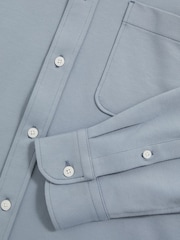 Reiss Soft Blue Kappo Cotton-Twill Cutaway-Collar Overshirt - Image 6 of 6