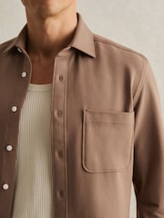 Reiss Camel Kappo Cotton-Twill Cutaway-Collar Overshirt - Image 4 of 6